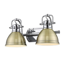 Golden 3602-BA2 CH-AB - Yep by Golden Lighting Duncan 2-light Vanity in Chrome and Aged Brass shade